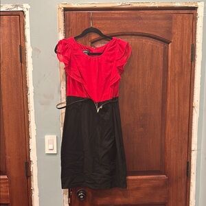 Red and Black Ruffled Dress
